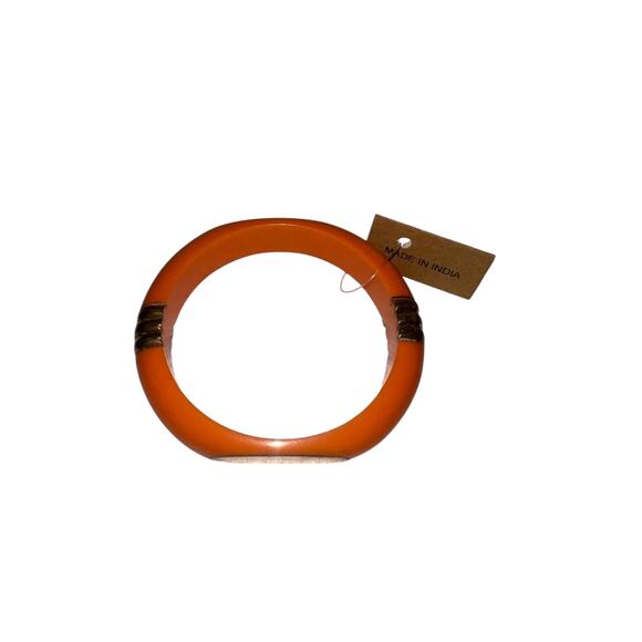 Iris Apfel & Bajalia Orange Wood Resin Bangle Bracelet Chunky Boho Chic - Picture 2 of 7